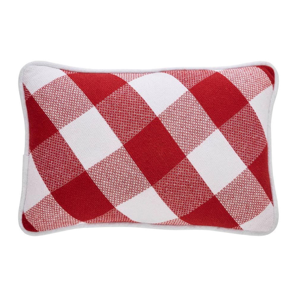 Annie Red and White Check Cabin Accent Pillow 14"x9.5"