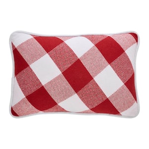 Annie Red Check 9.5 in. x 14 in. Farmhouse Throw Pillow