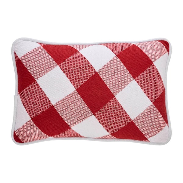 VHC BRANDS Annie Red Check 9.5 in. x 14 in. Farmhouse Throw Pillow