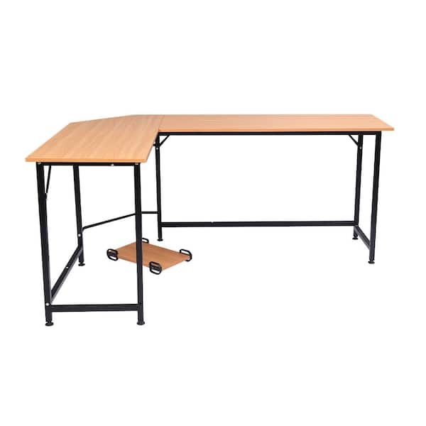 Karl home 66 in. L-Shaped Desktop Computer Desk Beech Wood Color