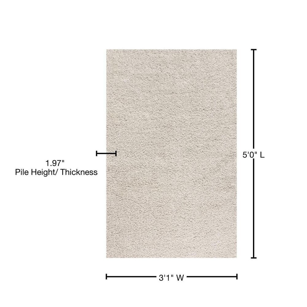 Mercer Cream Shag Plush Rectangular Area Rug 3' x 5'