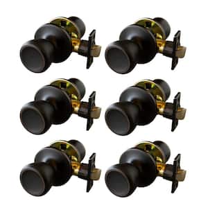 Terrace Oil Rubbed Bronze Passage Hall/Closet Door Knob with Universal 6-Way Latch (6-Pack)