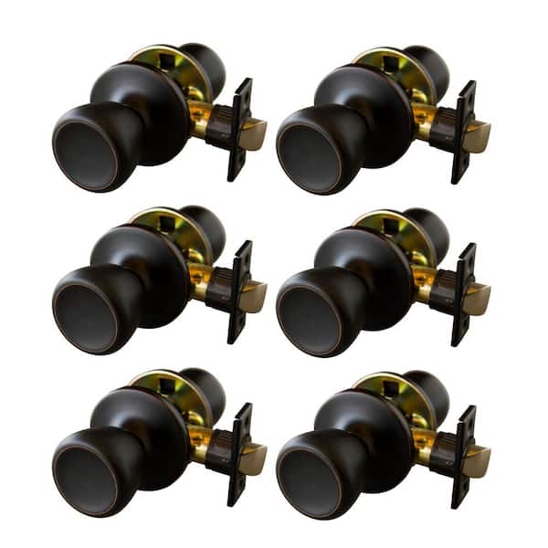 Design House Terrace Oil Rubbed Bronze Passage Hall/Closet Door Knob with Universal 6-Way Latch (6-Pack)