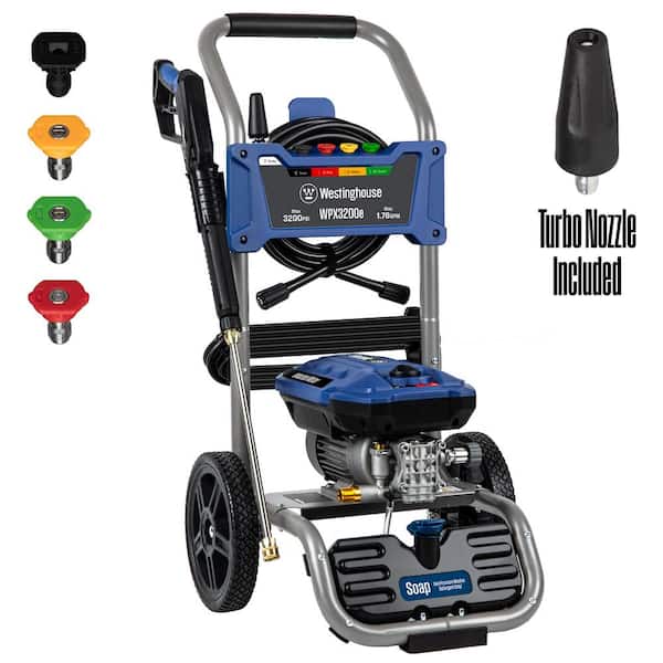 Westinghouse 3200 PSI 1.76 GPM 13 Amp Cold Water Electric Powered Pressure Washer with Turbo Nozzle and 5 Quick Connect Tips