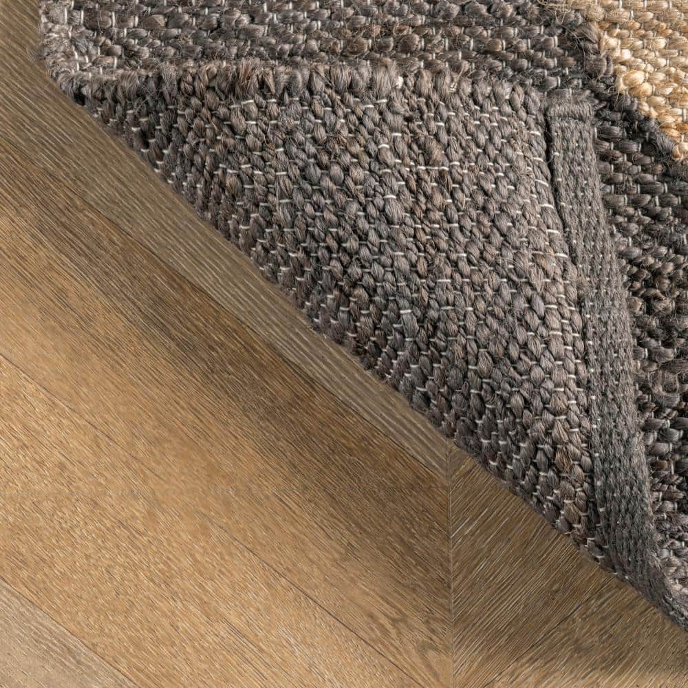 Handmade Black and Beige Cotton Diamond Area Rug, 10' x 14'