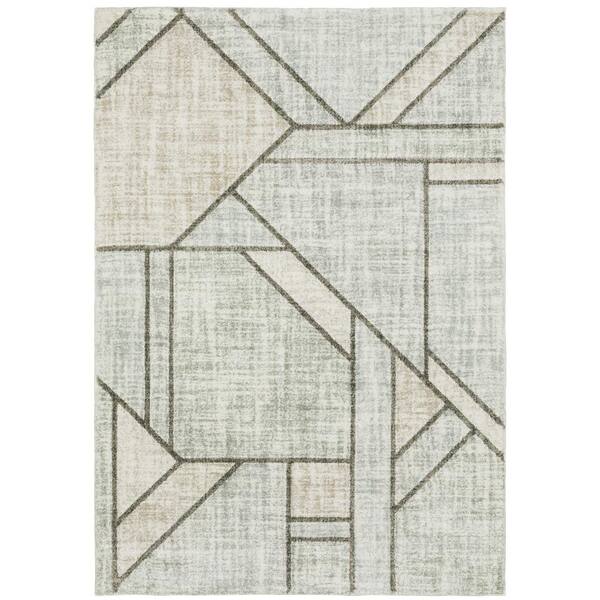AVERLEY HOME Chateau Gray/Beige 3 ft. x 5 ft. Distressed Geometric Polypropylene Indoor Area Rug
