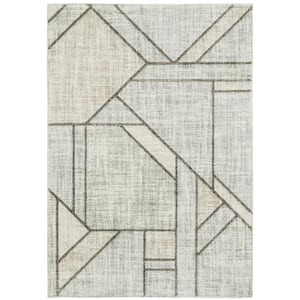 Chateau Gray/Beige 5 ft. x 8 ft. Distressed Geometric Polypropylene Indoor Area Rug
