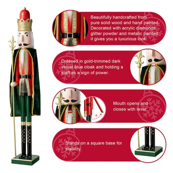 Glitzhome 54 Wooden Christmas Glitter King Nutcracker - 22187800