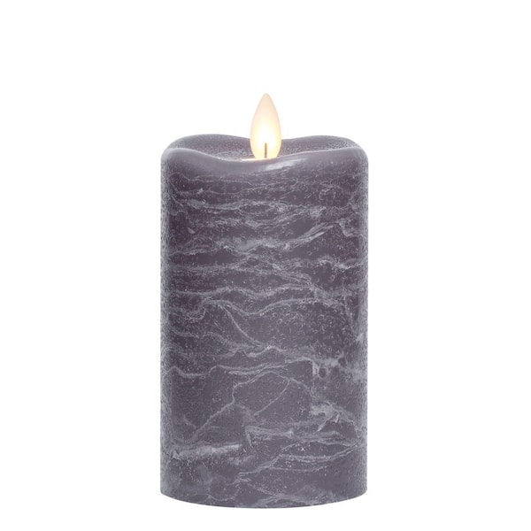 SULLIVANS 5 in. Gray Frosted LED Pillar Candle