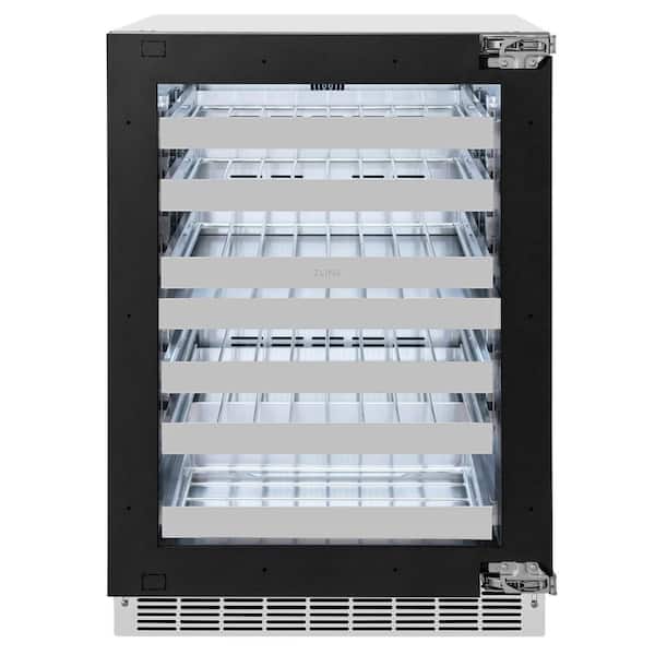 ZLINE Kitchen and Bath Autograph Edition Touchstone 24 in. Dual Zone 44-Bottle Panel Ready Wine Cooler with Glass Door and Matte Black Handle