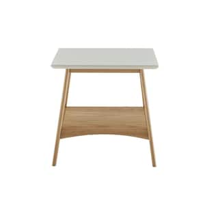 Avalon 24 in. Off-White/Natural Square Marble End Table