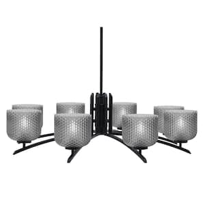 Siena 36 in. 8 Light Matte Black Chandelier with Smoke Textured Glass ...