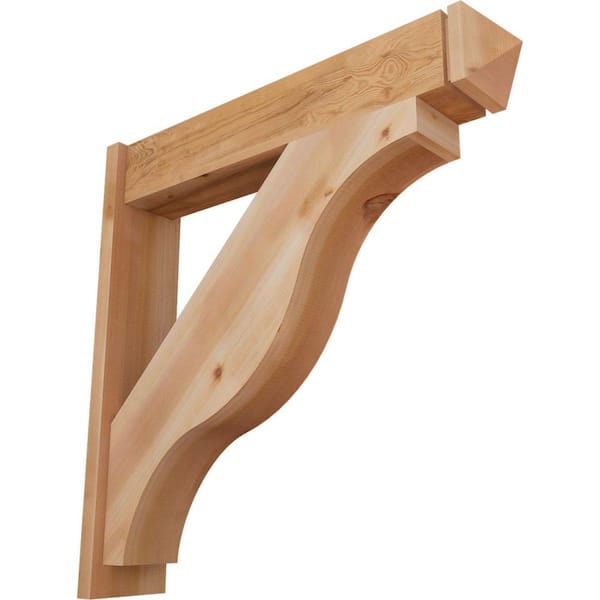 Ekena Millwork 8 in. x 38 in. x 38 in. Western Red Cedar Fuston Arts and Crafts Smooth Outlooker