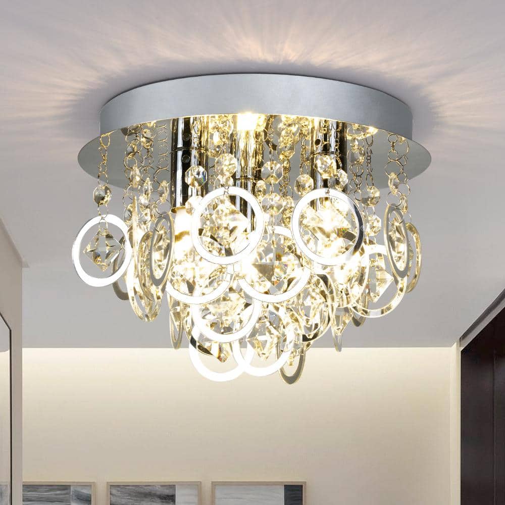 Sonoma 11.02 in. 3-Light Chrome Crystal Contemporary Semi Flush Mount Lighting Bedroom Ceiling Lights Fixtures price history on PriceWatchPro