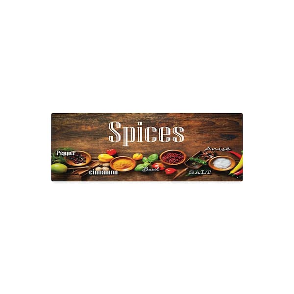 J&V TEXTILES Spices 19.6 in. x 55 in. Anti-Fatigue Kitchen Runner Rug Mat