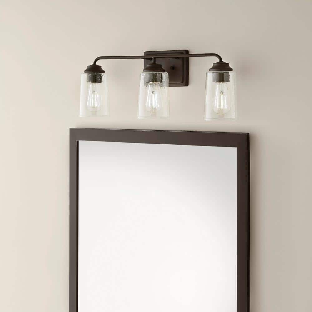 Evangeline 23" Modern Bronze 3-Light Bathroom Vanity Fixture with Clear Glass Shades