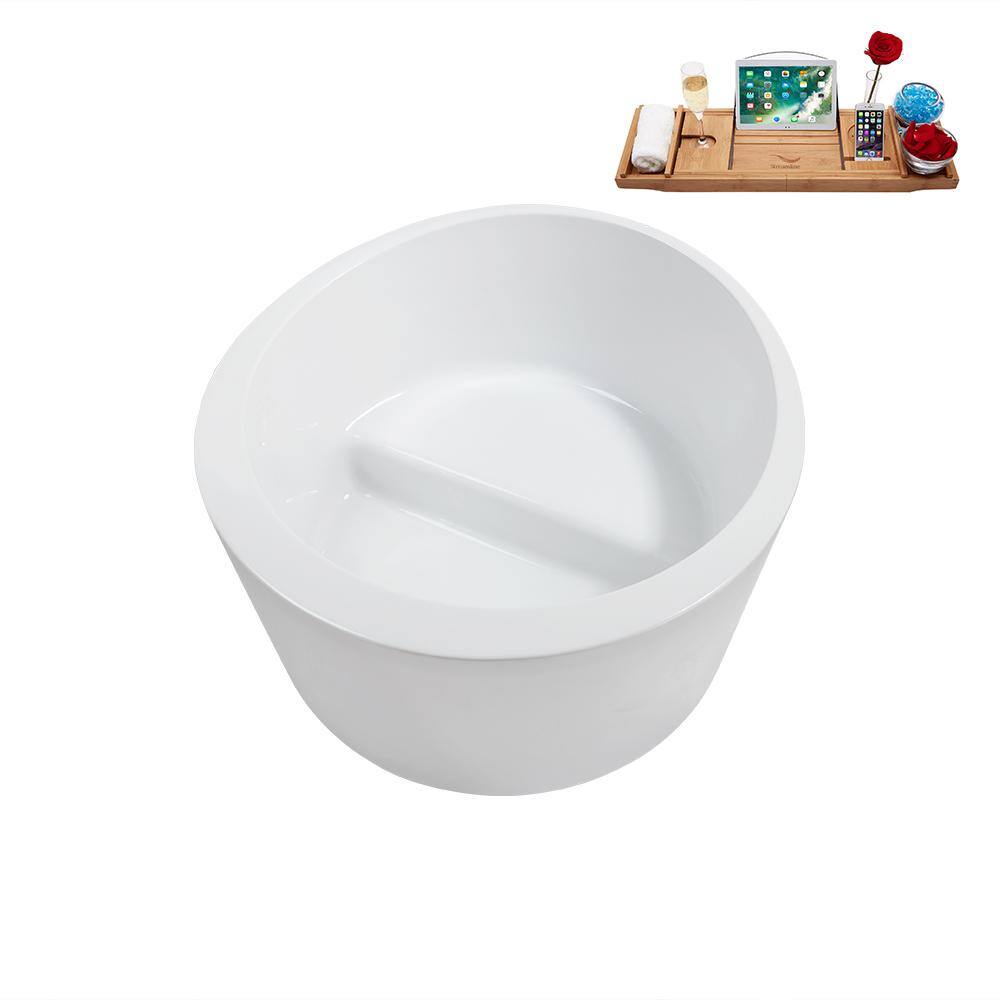 43.3'' Glossy White Round Acrylic Freestanding Soaking Tub