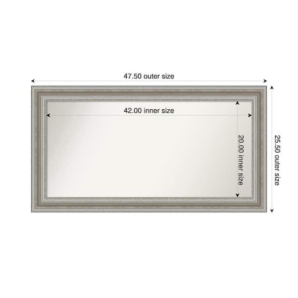 Amanti Art Parlor Silver 47.5 in. x 25.5 in. Custom Non-Beveled Recycled Polystyrene Framed Bathroom Vanity Wall Mirror
