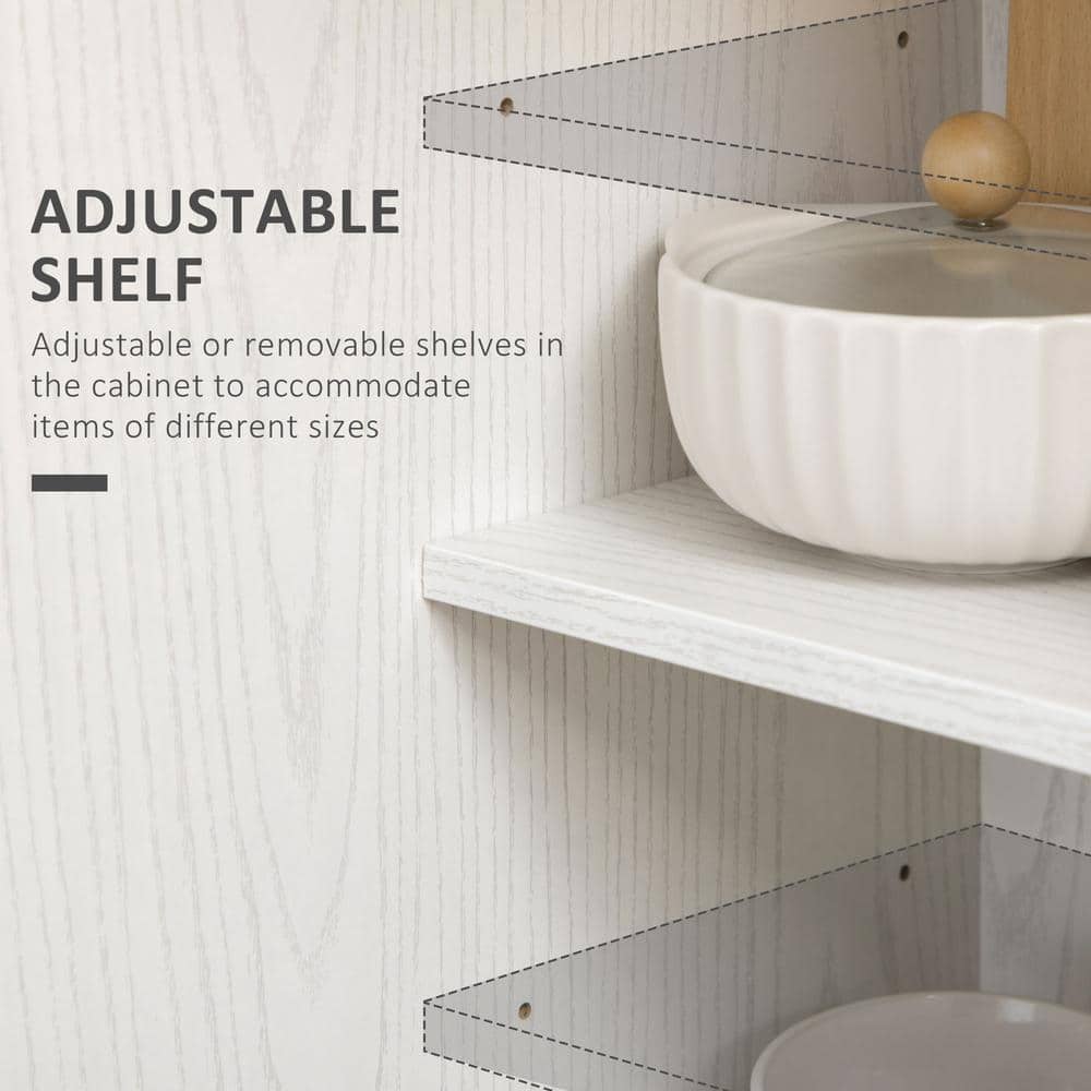 White 14-Tier Freestanding Kitchen Pantry Cabinet