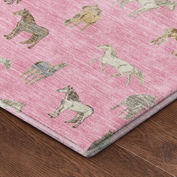 Mayfield Premium Machine Washable Abstract AMF2521 Blush 3 ft. x 4 ft. Area Rug