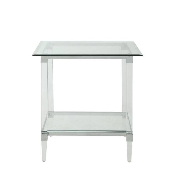 Acme Furniture Polyanthus Clear Acrylic, Chrome and Clear Glass End Table
