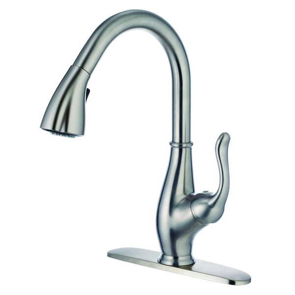 Yosemite Home Decor Single-Handle Pull-Down Sprayer Kitchen Faucet in Brushed Nickel