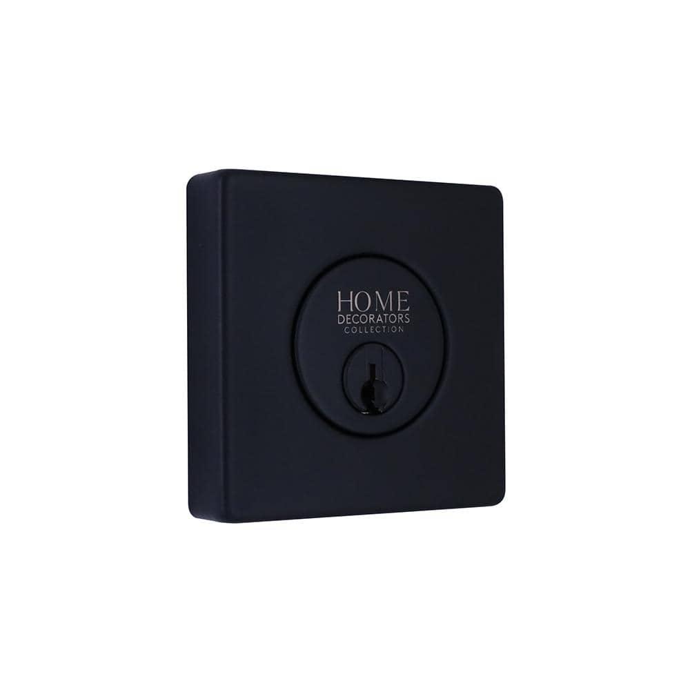 Square Matte Black Single Cylinder Deadbolt Featuring Dual Keyway