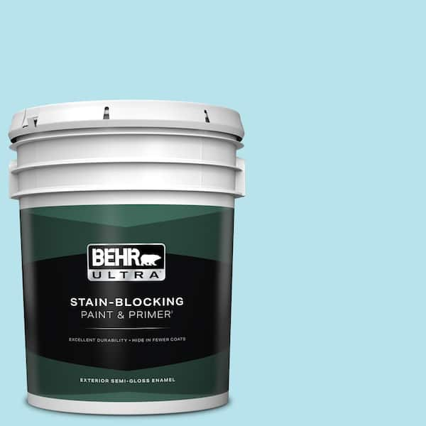 BEHR ULTRA 5 gal. #P490-1 Ocean Front Semi-Gloss Enamel Exterior Paint & Primer