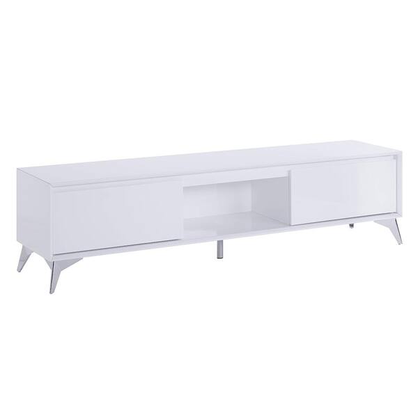 White and chrome 2024 tv stand