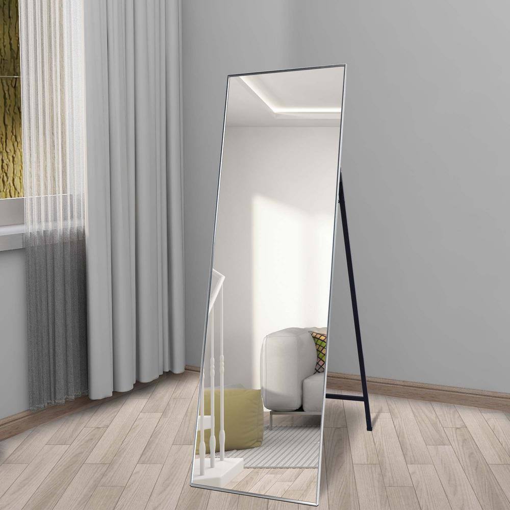 Seafuloy 65 in. H x 22 in. W Silver Full Length Mirror Standing with Aluminum Frame for Dressing