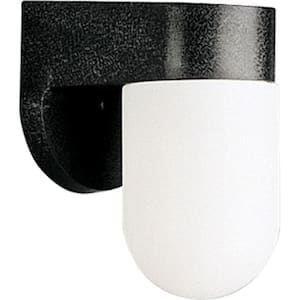 Polycarbonate Outdoor 1-Light Textured Black White Acrylic Shade Modern Outdoor Wall Light