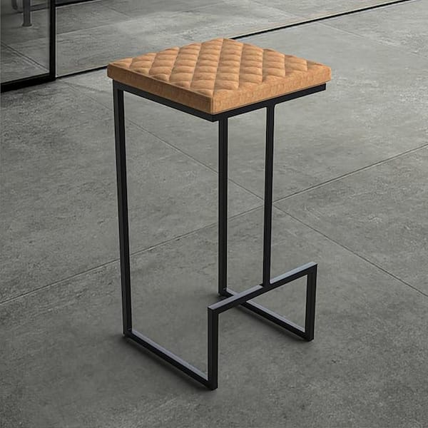 Light Brown Finish, Square Seat Bar Stool