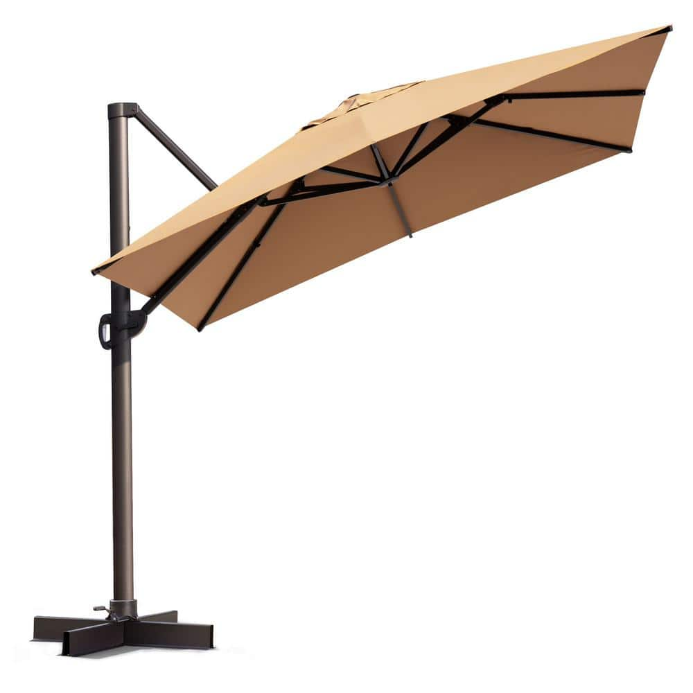 10 ft. Square Offset Umbrella Outdoor Cantilever Umbrella in Tan -  Crestlive Products, CL-PU037TAN-N1