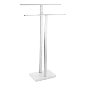 Bathroom Freestanding Towel Rack 2-Tier 33 in. H with Marble Base 18/8 Stainless Steel Polished Finish