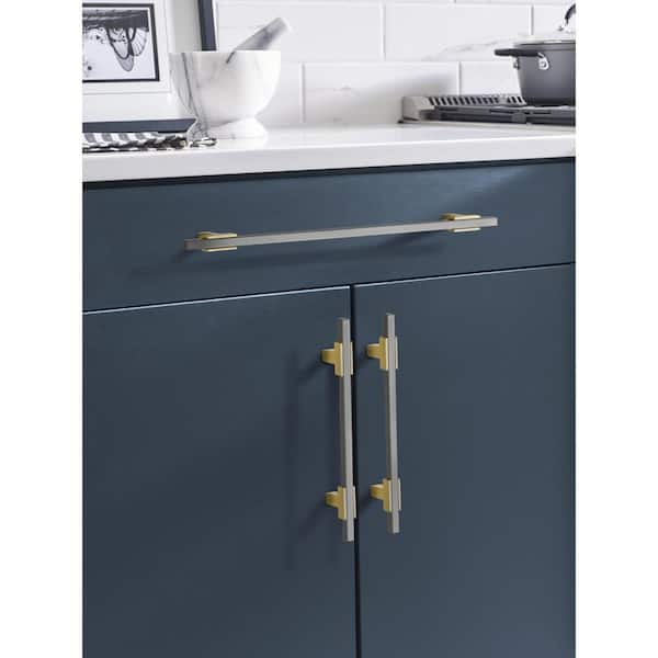 Urbanite 10-1/16 in. (256mm) Modern Brushed Gold/Black Chrome Bar Cabinet Pull