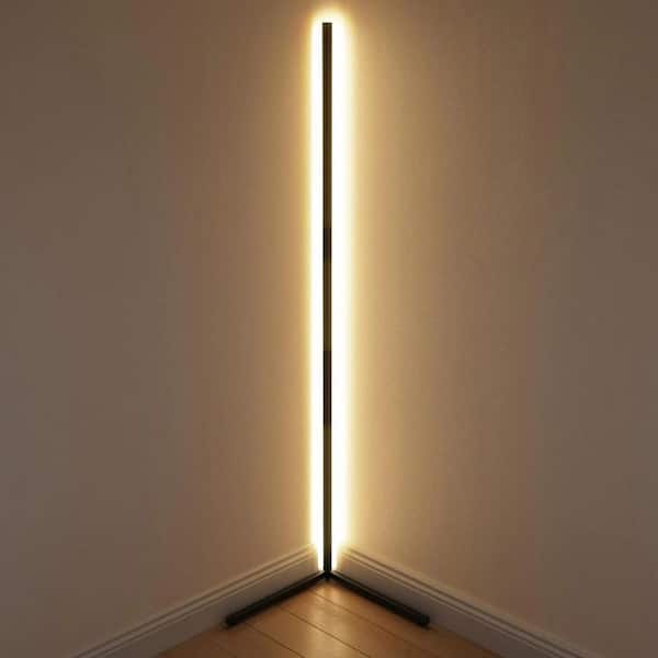 47 in. Modern Black Corner Floor Lamp Neutral Light