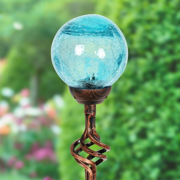 Round Solar Glass Hanging Decorative Lantern Exhart Color: Clear