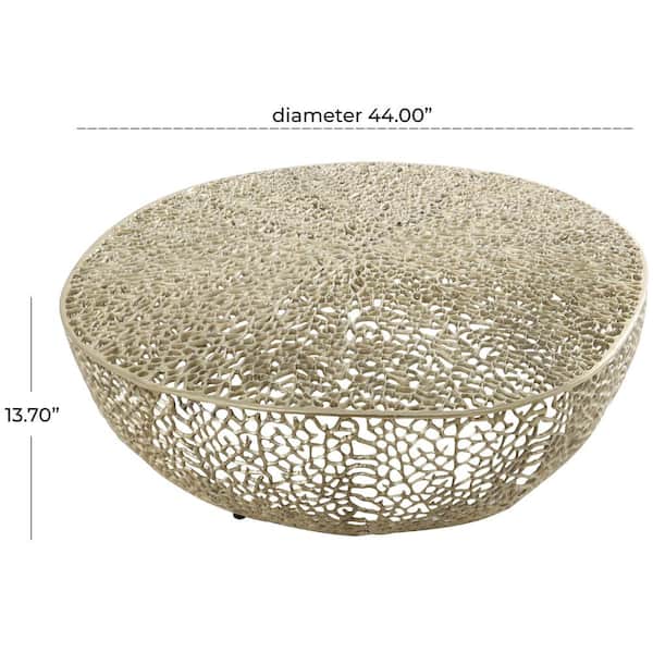 44 in. Gold Medium Round Aluminum Coral Coffee Table