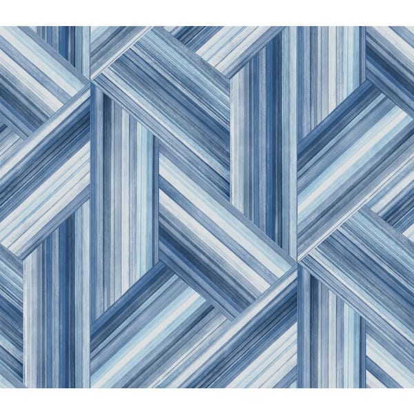 Seabrook Designs 60.75 sq. ft. Denim and Sky Blue Geo Inlay Paper Unpasted Wallpaper Roll