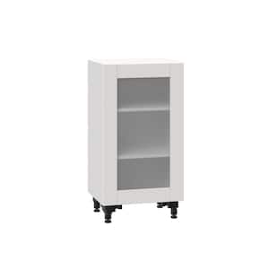 Shaker Assembled 18x34.5x14 in. Shallow Base Cabinet with Frosted Glass Door in Vanilla White