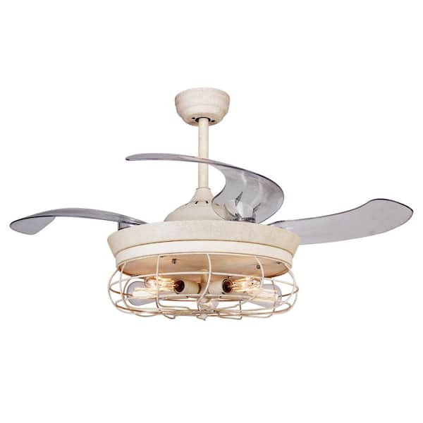 Parrot Uncle Benally 46 in. Fresh White Retractable Ceiling Fan with Light Kit and Remote Control
