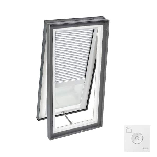 VELUX 22-1/2 in. x 34-1/2 in. Solar Powered Venting Curb Mount Skylight w/ Laminated Low-E3 Glass, White Room Darkening Shade