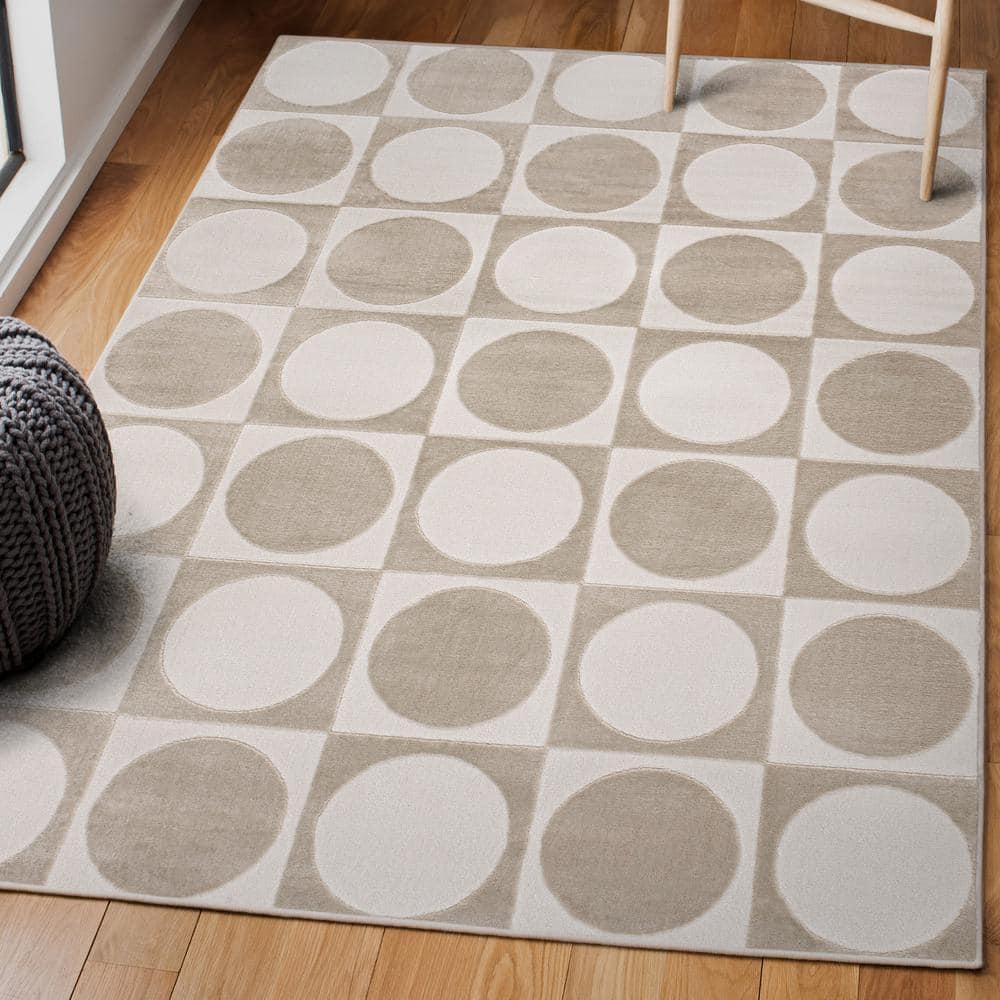Helena Beige and Cream Geometric 8 x 10 Area Rug