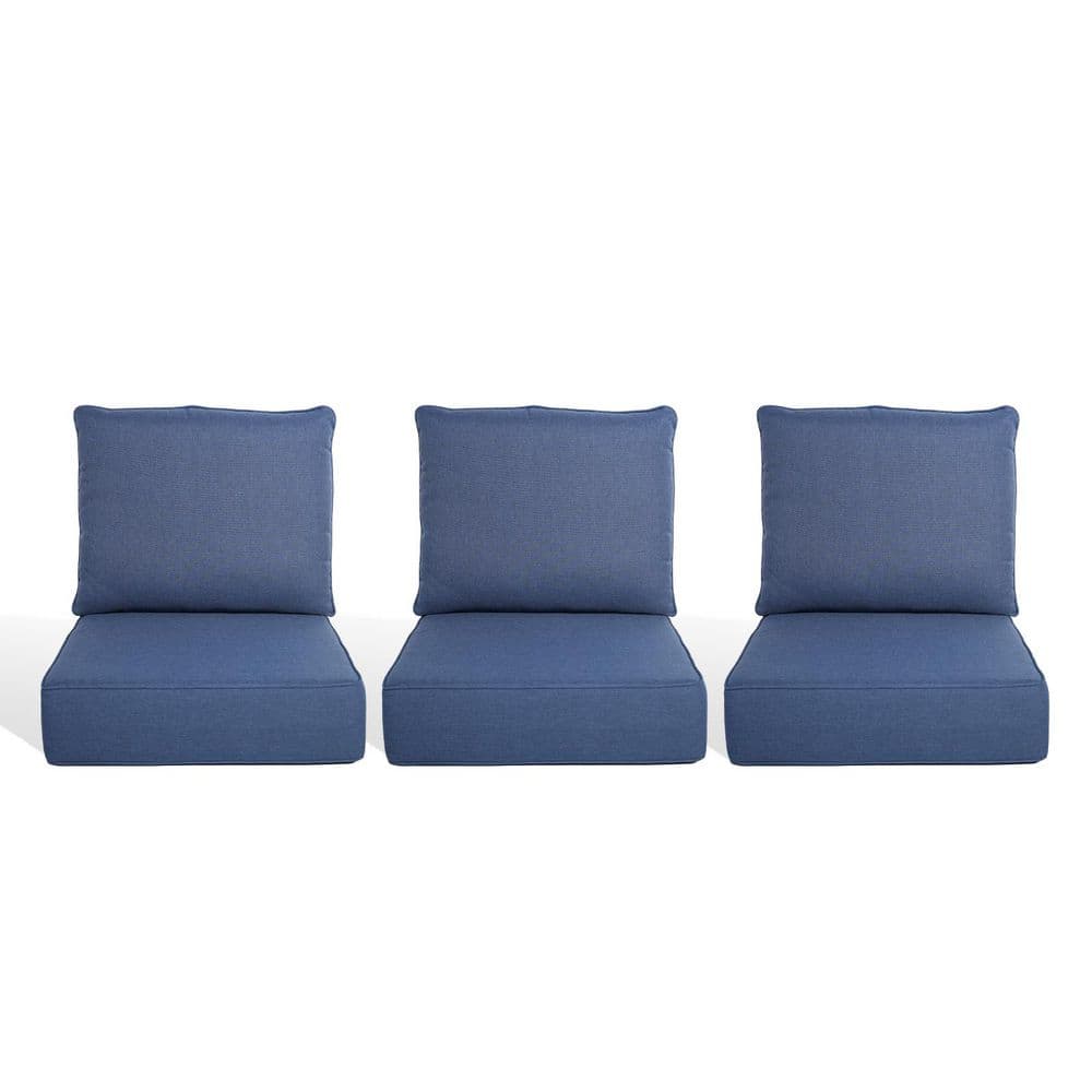 PlushCore 24 in. x 24 in. x 6 in. 6-Piece Deep Seating Outdoor Lounge Chair Thick Cushion Set in Blue (3-Set) price history on PriceWatchPro