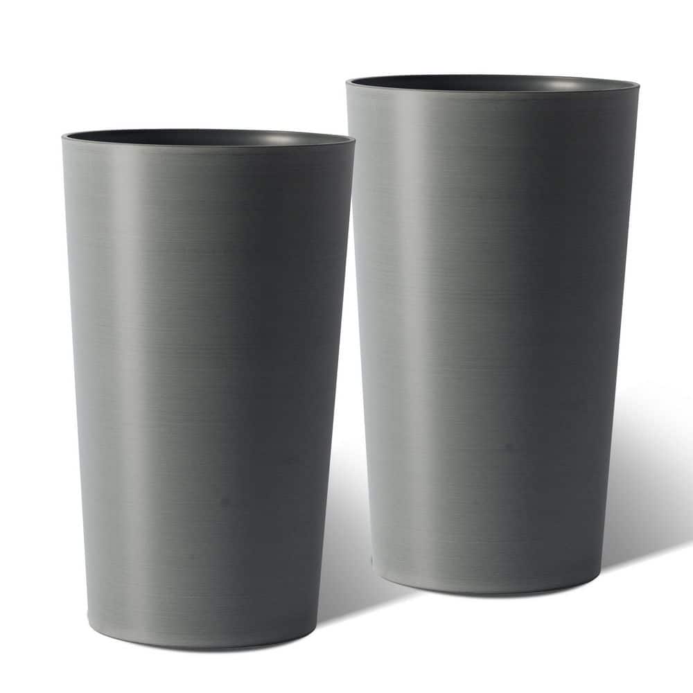 Tall 23 in. Gray Plastic Flower Pot for Garden (2-Pack) price history on PriceWatchPro