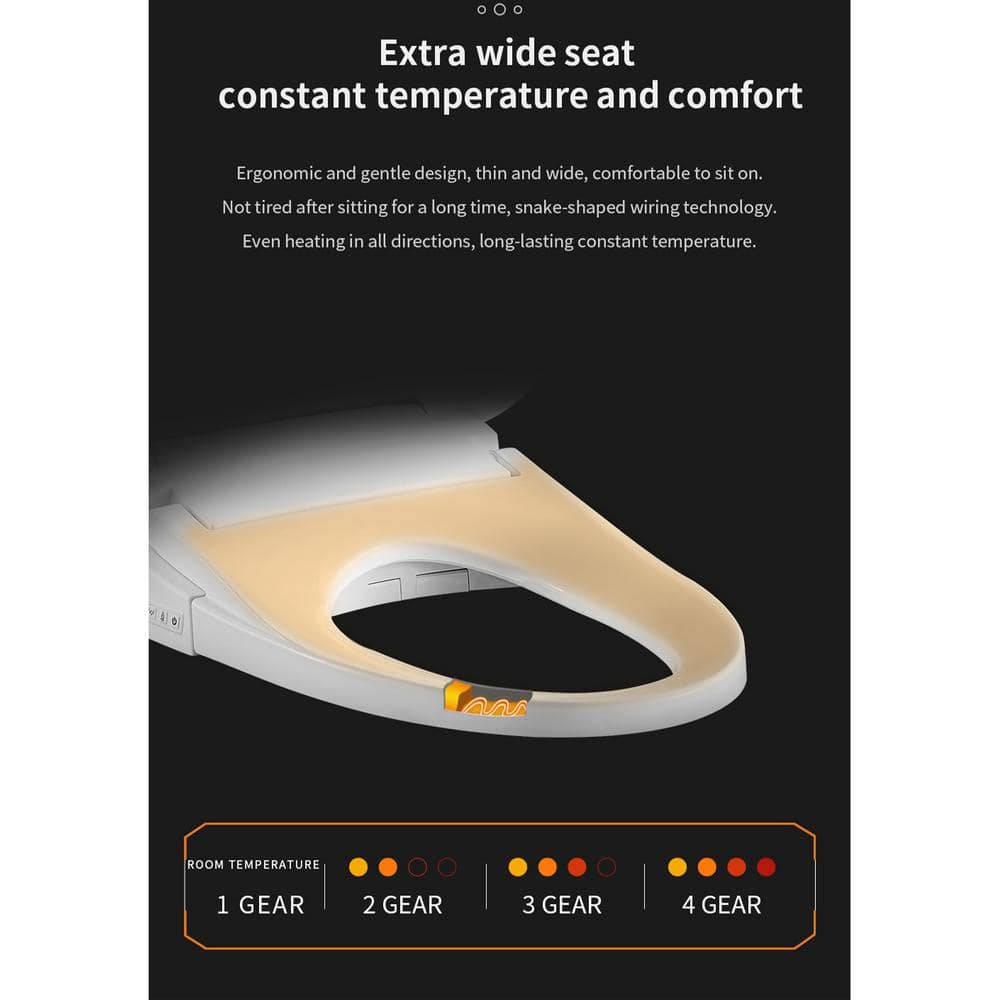 White Polypropylene Electric Smart Bidet Toilet Seat with Heated Seat and Remote