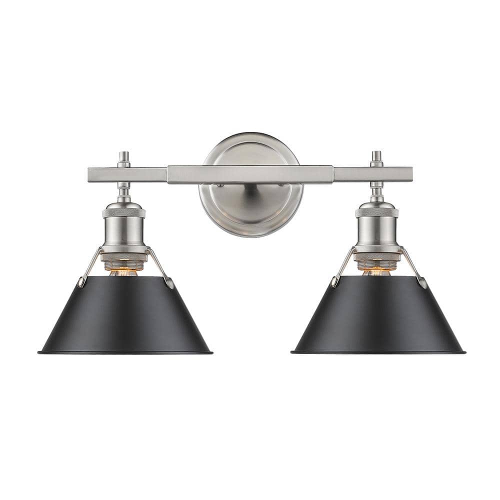 Orwell PW 2-Light Pewter Bath Light with Black Shade price history on PriceWatchPro