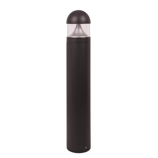 Round Line-Voltage Black LED Bollard Light Exterior Surface Mounted Aluminum 120-Volt-277-Volt 3000K 39.75 in. x 6.5 in.