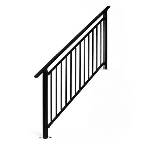 Modern Vertical Picket 36 in. H x 22 ft. Black Metal Horizontal Railing Kit