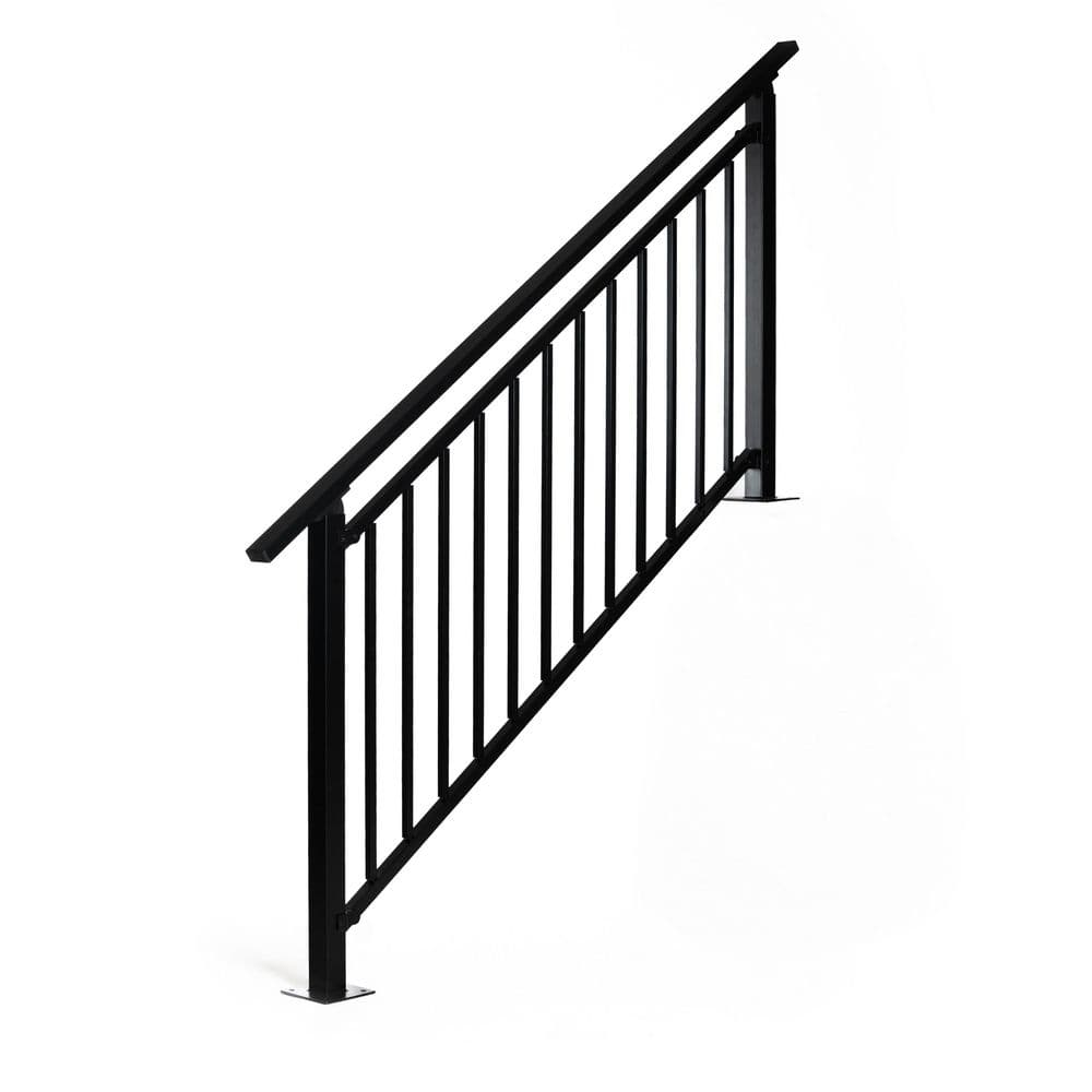 24 Inch High Railing CityPost Modern Vertical Picket 36 in. H x 24 ft. Black Metal ...